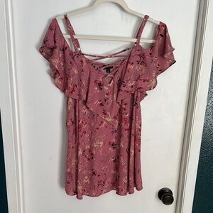 Torrid Purple Flutter Sleeve Tie Front Blouse